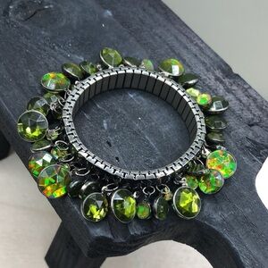 Vintage gunmetal cha-cha beaded stretch accordion bracelet-small wrist